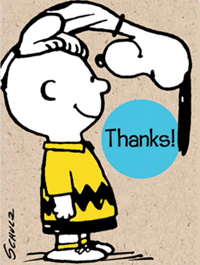 Snoopy saying thank you