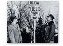 Office Clinton Riggs with Yield Sign